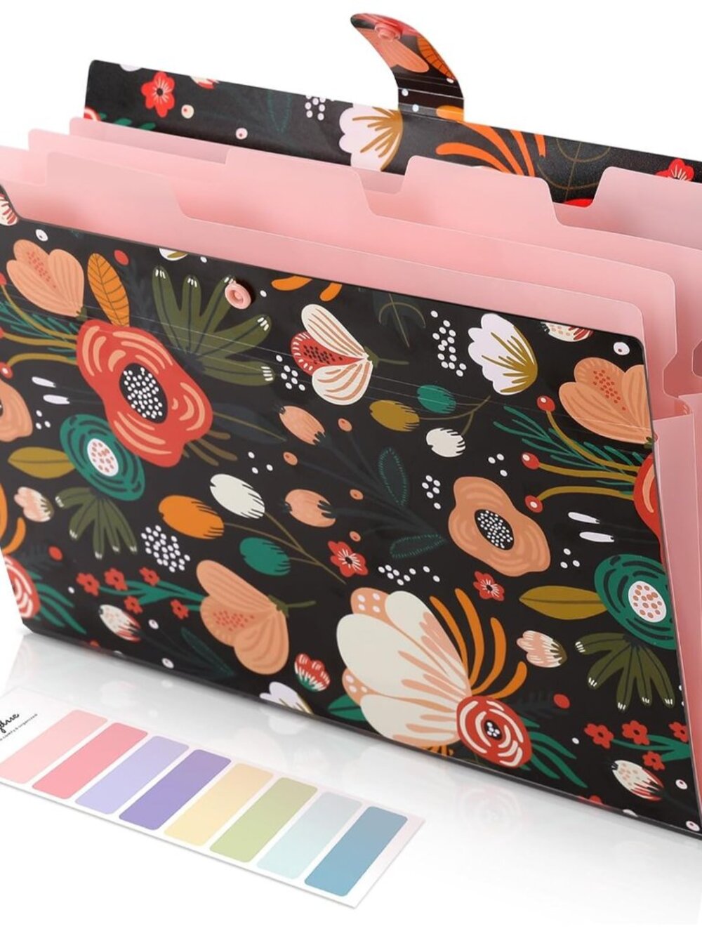 Expanding File Folder with 5 Pockets, Floral Accordion File Organizer for Import